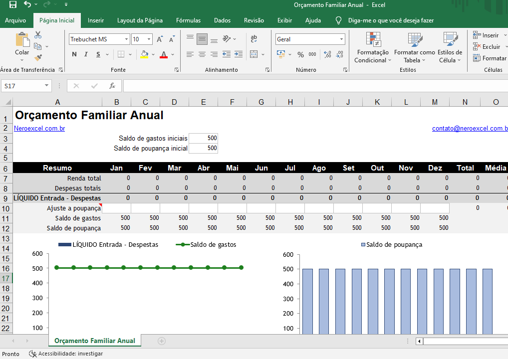 Orçamento familiar Anual Excel