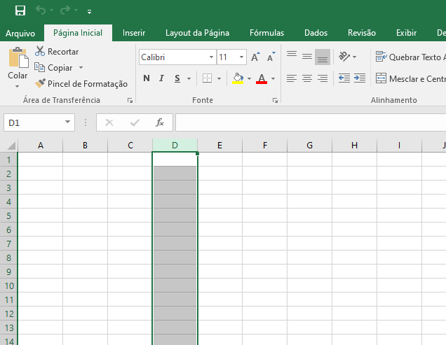 Teclas de atalho Excel para formatação de linhas e colunas