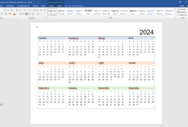 Calendário 2024 Word