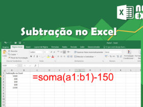Subtração no Excel, como subrair